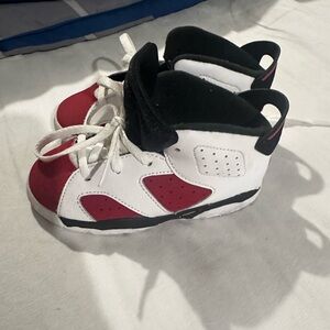 Nike Kids Sneakers Air Jordan 6 Carmine Red Toddler Sizes 384667-106